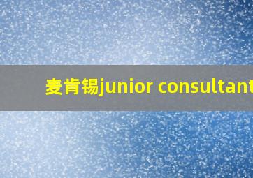 麦肯锡junior consultant